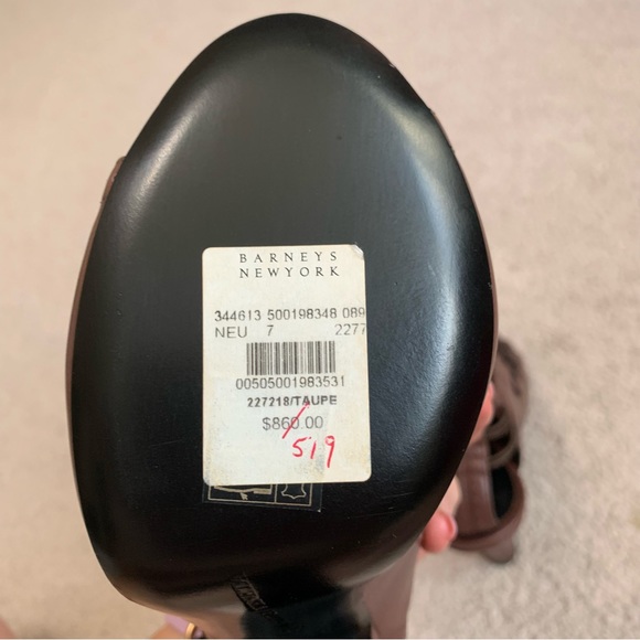 Bottega Veneta Taupe Leather Heels Sandals Women’s Size 37 (US 6.5) Retail $860 - Picture 12 of 14